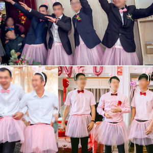 Xijiale Groom <b>Tutu</b> Pink Swan <b>Dress</b> Wedding Photo Booth Props Size C Yarn Material - Product Image 1
