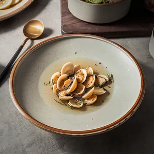 Qualità marrone Finos coreano opaco piatti da portata ristoranti porcellana ceramica stoviglie Design maculato porcellana 8 "piatto da minestra