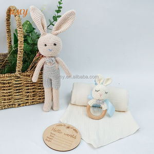 Jouet sensoriel éducatif pour enfants, 5 pièces, ensemble cadeau de naissance, jouets de dentition à oreilles de <span class=keywords><strong>lapin</strong></span>, amigurumi au crochet, <span class=keywords><strong>hochet</strong></span> - Product Image 3
