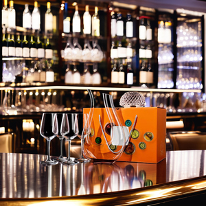 Bộ quà tặng khuyến mãi của Novelty Company: 4 ly rượu pha lê không chì 1400ml, bình rót rượu hình chữ U thổi thủ công và bộ ly rượu - Product Image 6