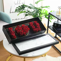 Boîte cadeau en velours pliable personnalisée avec fleurs éternelles, boîte cadeau de luxe pour la Saint-Valentin, emballage pour roses