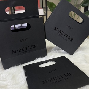Bolsa de Compras de Papel con Asa Troquelada de Lujo, Bolsa de Regalo de Cartón Negro Mate con Logotipo Personalizado para Boutique, Cosméticos, Joyería, Ropa - Product Image 5