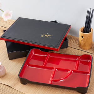 Lonchera Japonesa Estilo Bento, 6 Compartimentos, Rectangular Negra, Hermética, de Grado Alimenticio, Contenedor para Sushi - Product Image 2