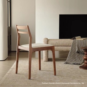 Silla de Comedor Moderna de Madera Maciza Directo de Fábrica con Asiento Acolchado de Tela de Lino para Hogar y <span class=keywords><strong>Restaurante</strong></span> - Product Image 1