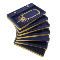 Dalam Stok Display Emas Tray Cincin Gelang Rantai Bangle Tampilan Toko Set Suede Stackable Logam Perhiasan Display Tray