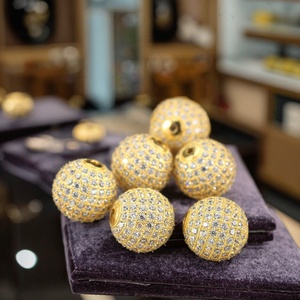 CZ6704ลูกปัดทองเหลืองชุบทอง16มม. บอลเซอร์คอนลูกบาศก์ - Product Image 4