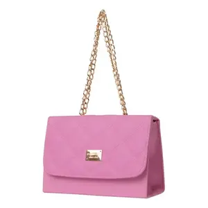 Bolso de Mano Casual de Lujo para Mujer Fana Melina, Color Rosa, Cuero Genuino, Correa de Cadena, Diseño de Diamantes - Product Image 1