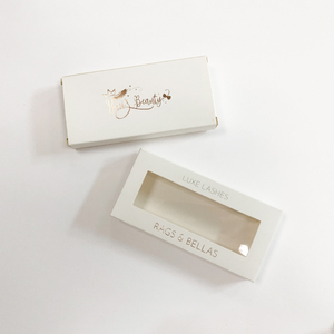 Gold printing white paper cardboard eyelash packaging box for one set 3d mink eyelash