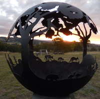 Boule de feu en acier corten personnalisable pour l'extérieur, foyer sphérique, bol à feu, globe