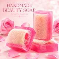 Savon en barre à la rose du fabricant OEM, nettoyant naturel pour le visage et le corps avec extrait de rose pour éclaircir, lutter contre le vieillissement, nourrir et apaiser la peau