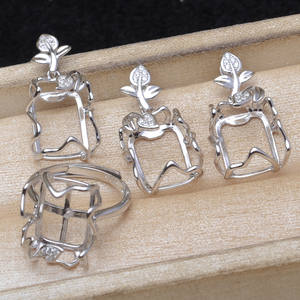 S925 <b>Silver</b> DIY Accessories 12*16mm Baroque Set Hollow Base Rose Square Shape 3mm 6mm Size Pearl <b>Beads</b> for Jewelry Making 6095 - Product Image 2