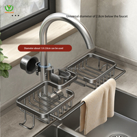 YL cuisine espace en aluminium évier égouttoir éponge stockage robinet support sur robinet savon égouttoir étagère panier organisateur