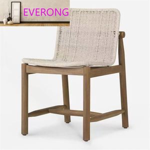 Modern Leisure Outdoor <strong>Dining</strong> Set <strong>Teak</strong> Anti-Corrosion Rattan Wood Furniture Open-Air Balcony Garden Chair Sofa <strong>Table</strong> for - Product Image 3