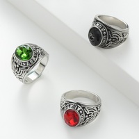 Bagues d'humeur pour hommes, style sceau, en argent vintage, avec pierres de rubis artificiels, fabrication artisanale