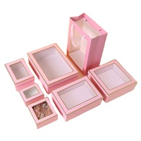Caja de Regalo Cuadrada Personalizada con Diseño Transparente Moderno, Acabado Mate, Estampado en Lámina Dorada, Adornos Florales para Marcos de Fotos