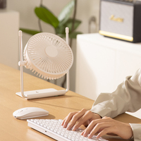 Wiederaufladbarer Akku Bürstenloser Motor - Leiser, tragbarer Ventilator für Zuhause und Büro, faltbarer Mini-Tischventilator mit LED-Licht