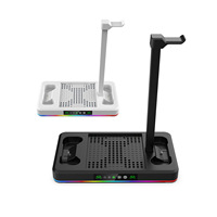 Support de rangement pour casque et station de charge avec éclairage coloré en ABS et ventilateur de refroidissement, compatible avec les consoles Xbox Series X/S