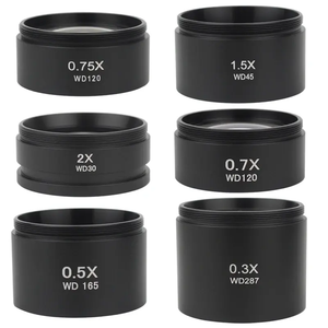 Microscopio estéreo de vídeo 0.3x WD lente de objetivo auxiliar 0.5X 0.7X 0.75X 1X 1.5X 2X Zoom óptico microscopio estéreo lente Barlow - Product Image 2
