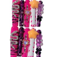 Tacana 10 autocollants pour ongles, strass complets, serpent métallique argenté, style français 3D, décoration d'ongles de luxe de haute qualité