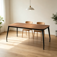 Petite table à manger moderne en mélamine avec pieds en métal, style industriel, compacte, rectangulaire, pour cuisine, 2 à 4 places, appartement, salle à manger