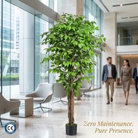 Arbre artificiel Ficus, tronc tressé réaliste, canopée ovale dense, pot noir mat, 90-180 cm, branches pliables, idéal pour les décorations de graduation