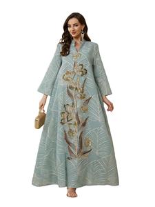 Nouvelle arrivée, robe longue musulmane modeste pour femmes, abaya élégante en tulle brodé, manches longues, robe maxi ample de Dubaï, robe de soirée de mariage - Product Image 1