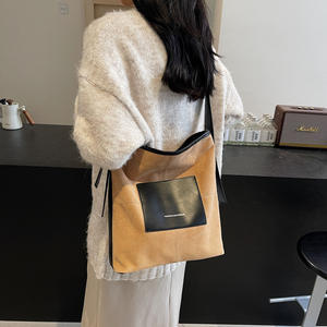 2025 vente chaude nouveau sac à bandoulière épissage marron et noir, design élégant, sac à main à la mode pour femmes - Product Image 5