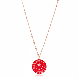 Collier à breloques de conception ronde en émail rouge bijoux en argent sterling 925 faits à la main en gros turc - Product Image 2