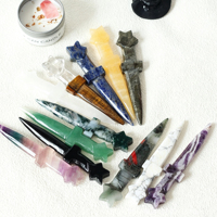 Couteau artisanal sculpté en pierre de cristal naturel, décoration Feng Shui, vente en gros