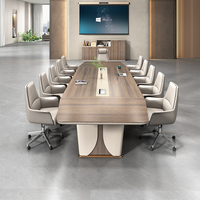 Ensemble de table de réunion de formation pour 12 personnes, mobilier de bureau rectangulaire moderne en bois de grande taille pour les salles de conférence