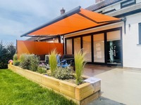 Auvent rétractable à cassette intégrale, vente chaude, pour balcon et jardin, motorisé, suspendu, télécommandé, imperméable, protection solaire extérieure