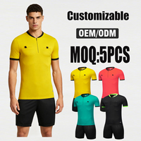 Vêtements d'arbitre de football pour hommes en gros, kit uniforme 100% polyester, maillot d'arbitre à transfert thermique