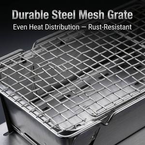 Réchaud de camping et barbecue d'extérieur avec grille en acier, rangement plat compact pour jardin, maison de campagne et voyage - Product Image 3