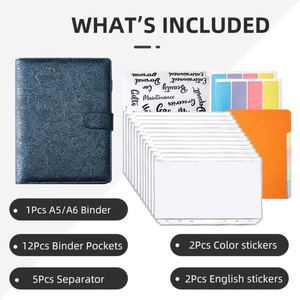 A5 6 Ring Binder A6 Vintage Hard Cover Budget Binder Notebook Relievo Leather Journal Notebook Planner with Cash <b>Envelope</b> Retro - Product Image 2