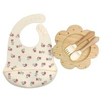 Ensemble de vaisselle pour enfants en bambou de qualité alimentaire, bol à ventouse en silicone, assiette d'alimentation, logo personnalisé, kit de repas pour bébé