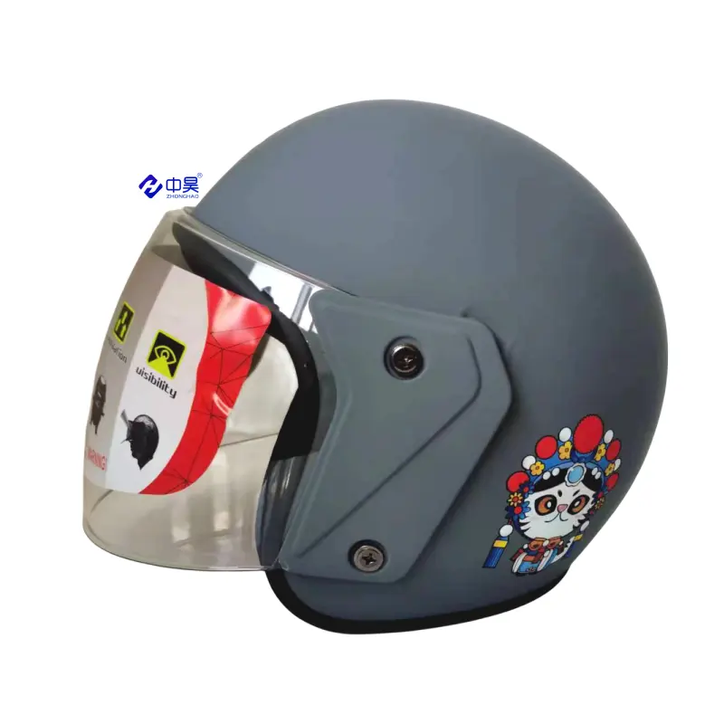 Helm sepeda motor desain klasik, helm sepeda motor Retro Tiongkok, helm setengah wajah desain klasik