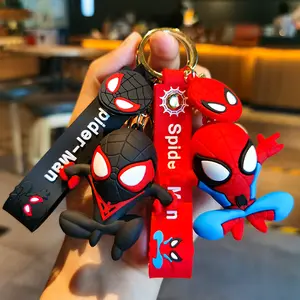 Chaveiro de silicone para carro Keychina, porta-chaves em PVC com pingente de desenho animado Marvel Incrível Homem-Aranha