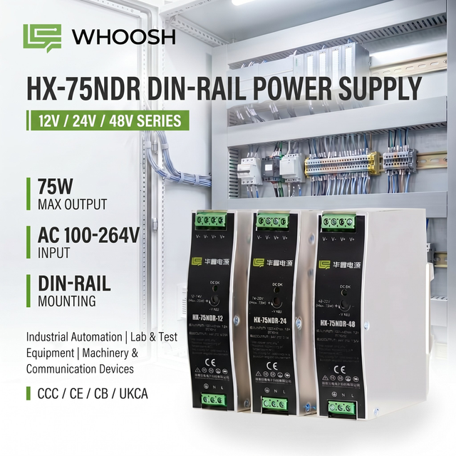 HX-75NDR-24 75W DC DIN Rail Switching Power Supply 220V 24V Regulated Transformer Single Output Industrial Applications