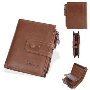 Baellerry Men's Wallet Short Soft Leather Snap Clasp Zipper <b>Card</b> <b>Holder</b> 4 Inch Black Brown Khaki - Product Image 3