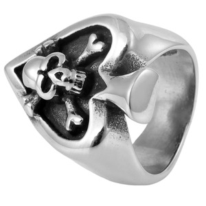 yunnique Men's <b>Titanium</b> Steel <b>Ring</b> Skull Skeleton Design Geometric Shape Gift Jewelry - Product Image 5