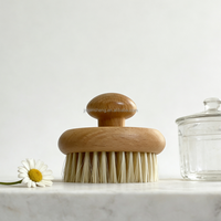 Brosse corporelle ovale en bois personnalisée avec logo PSH, poils en nylon, réutilisable, pour massage, exfoliation, douche, bain, nettoyage de la peau sèche