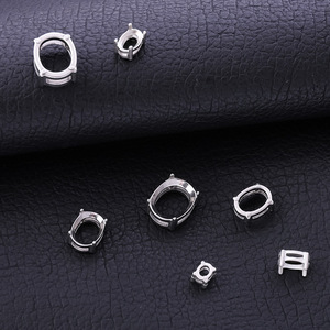 Base creuse ovale en acier inoxydable avec sertissage à griffes pour collier DIY, incrustation de zircon, pendentif, accessoires de bijouterie faits à la main - Product Image 1