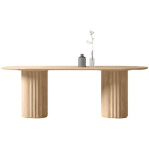 Mesa de comedor de madera maciza nórdica Hanyee, muebles de cocina ovalados con pata <span class=keywords><strong>columnar</strong></span>, mesa de Color de tamaño personalizable para el hogar, Villa - Product Image 1