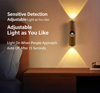 Lampe murale à double tête effet œil de chat, lumière d'ambiance, veilleuse rechargeable, lumière intelligente à détecteur de présence humaine pour chambre et armoire
