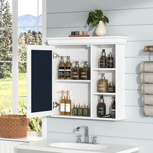 Armadietto da bagno con specchio 30'' x 28'', mobiletto a parete sopra il WC - Product Image 4