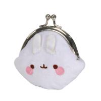 Porte-monnaie Kawaii Lapin Blanc en Peluche avec Fermeture Kiss Lock, Mini Portefeuille Mignon Lapin à Cadre Métallique, Sac de Rangement pour Écouteurs, Cadeau pour Filles