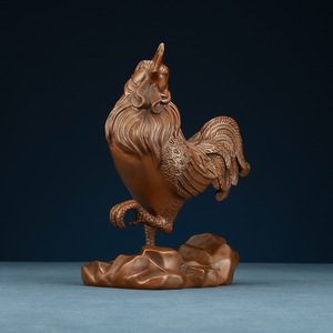 Copper Zodiac Rooster Figurine Traditional Home Decor Living Room <b>Ornament</b> Chinese New Year Gift - Product Image 2