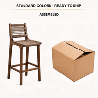 Tabourets de bar vintage modernes en bois massif avec corde tressée, sans accoudoirs, avec repose-pieds, pour îlot de cuisine, comptoir, bar à domicile, café, hôtel, restaurant
