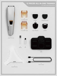 Máquina de Afeitar 12 en 1, Recortadora de Pelo, Juego de Cuchillas para Afeitar, Recortadora de Barba Recargable para Hombre - Product Image 4