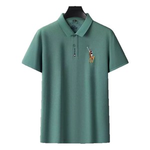Camisa Multicolor Transpirable y Duradera con Bordado para Hombre, Manga Corta, Talla Grande, Holgada, para Hombres de Mediana Edad - Product Image 5